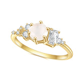 Round Shape Natural Moonstone S925 Sterling Silver Plated 14k Gold Ring